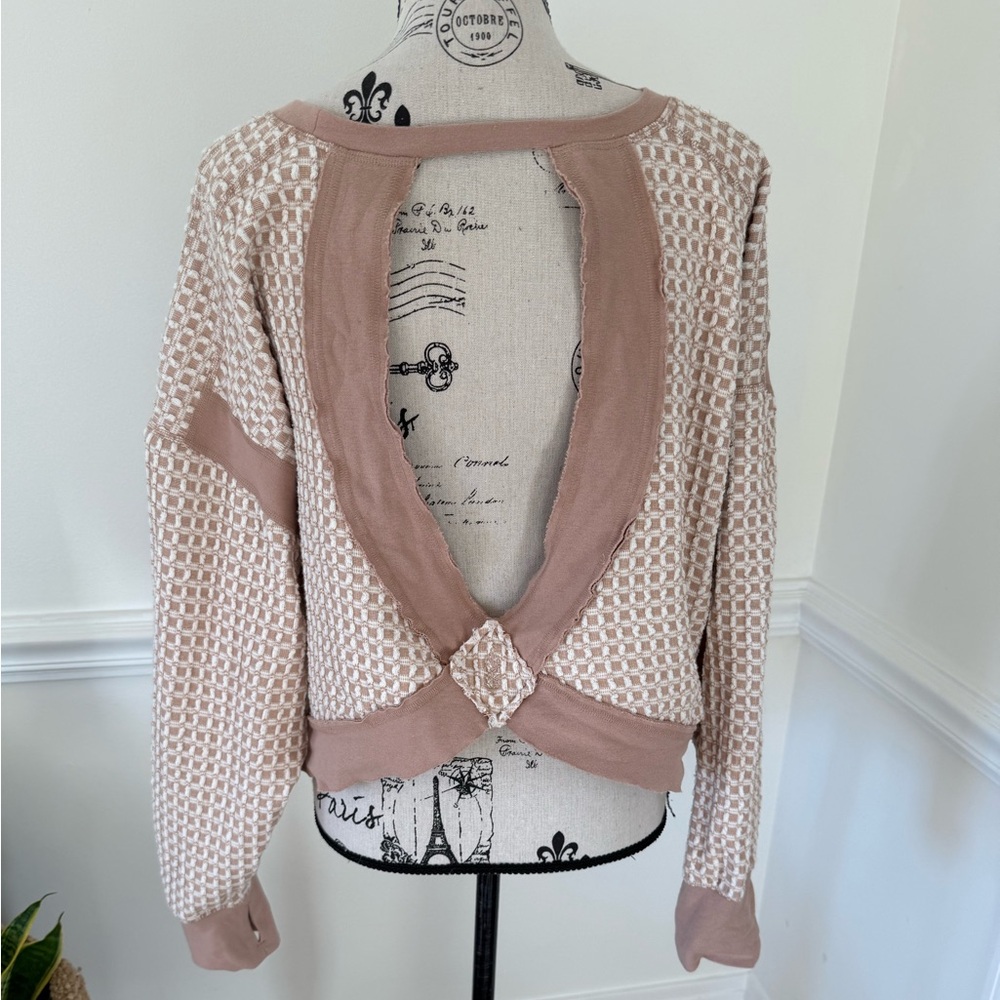 FP Movement by Free People Beige and White Striped Cropped Long Sleeve Top - Picture 8 of 8
